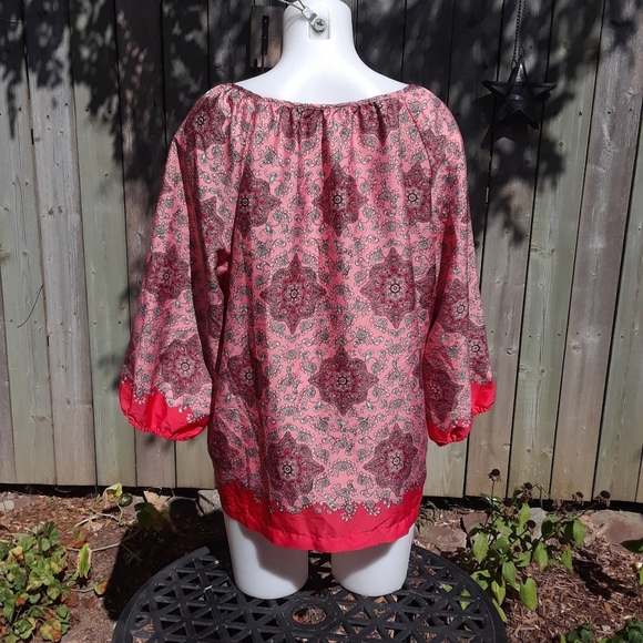 Size Xlarge Northern Reflections orange Paisley peasant top - Picture 4 of 7